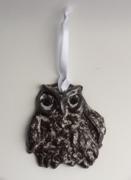 Ceramic Fluffy Owl, Ceramic Sculpture, Glazed, for indoors or out, wallhanging, owl art, gift for owl lovers